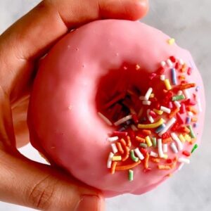 strawberry sprinkle vegan donuts