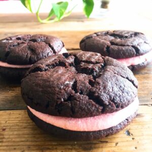 choc fudge raspberry sandwich cookie