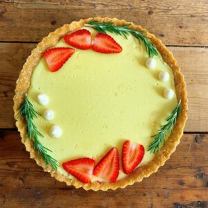 Vegan lemon & rosemary tart