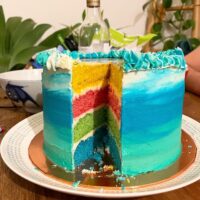 Vegan rainbow photo cake in Melbourne
