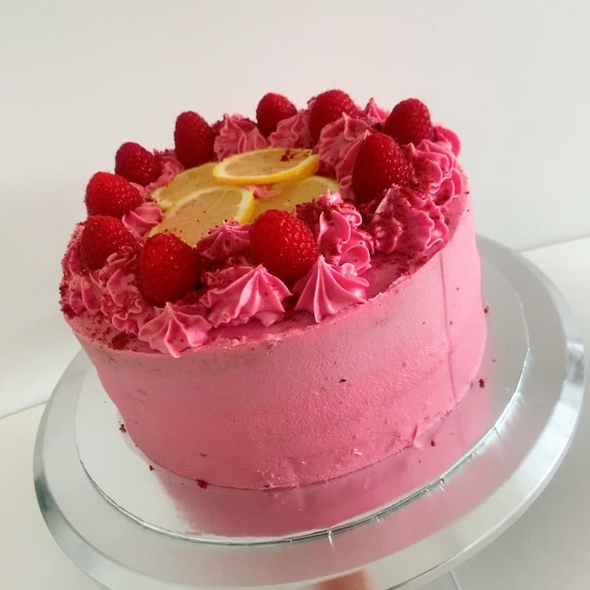 vegan raspberry & lemon cake in Melbourne