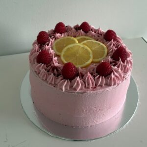 Vegan raspberry and lemon cake in Melbourne.