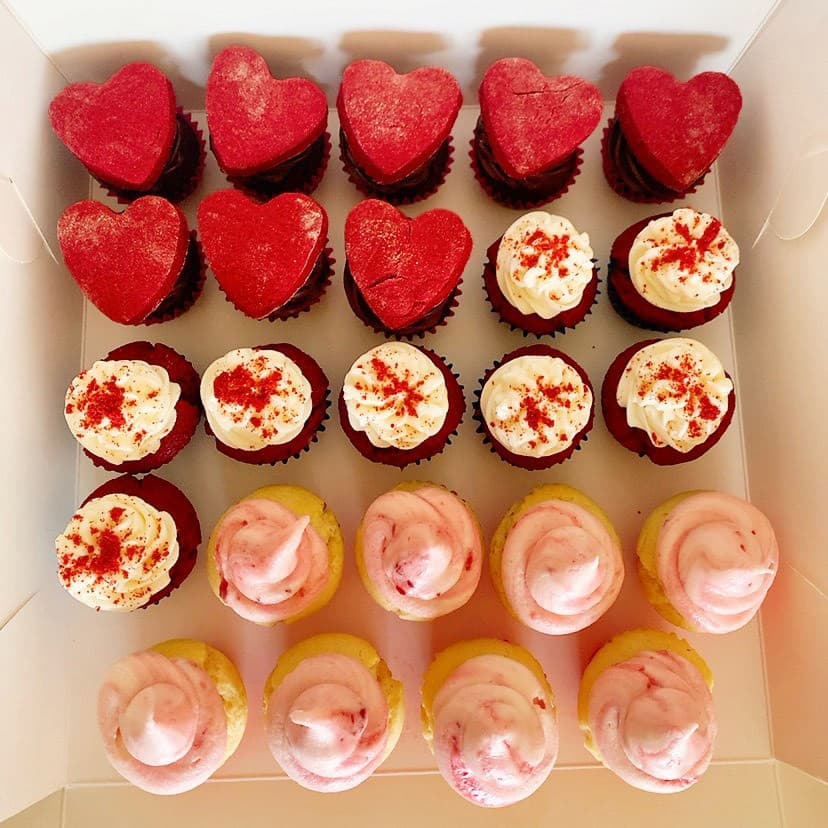 Vegan special edition Valentine's Day mini cupcakes in Melbourne