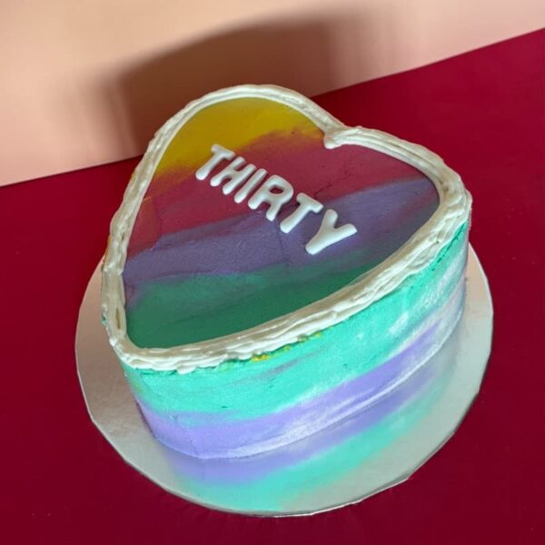 Vegan love heart cake in Melbourne. Vegan custom cakes and baked goods.