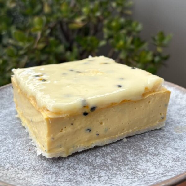 Vegan passion fruit vanilla slice in Melbourne