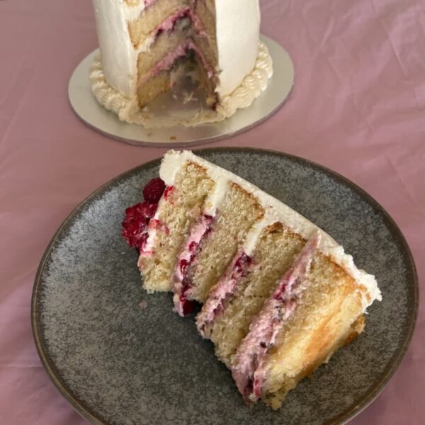 Vegan raspberry delight birthday cake in Melbourne