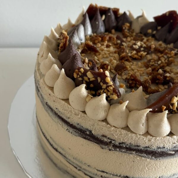 Vegan gluten-free choc caramel cake in Melbourne