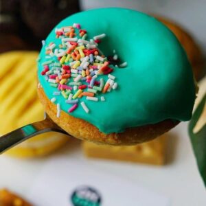 Vegan mint sprinkle donuts in Melbourne.