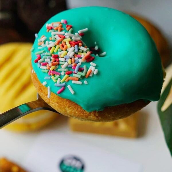 Vegan mint sprinkle donuts in Melbourne.