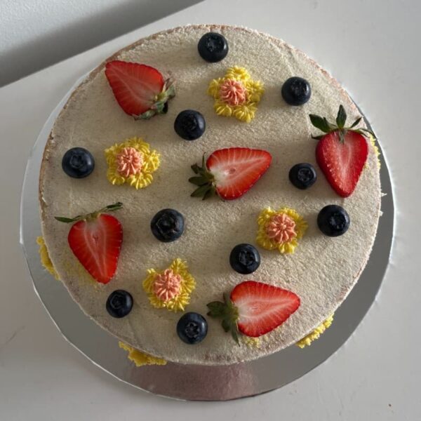 Vegan low sugar garden cake in Melbourne.